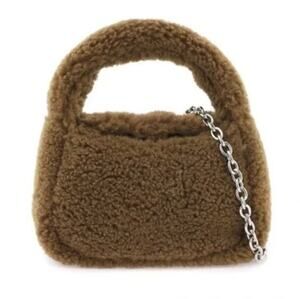 Stand Studio Minnie Fur Bag Faux Shearling Compact Teddy 2 Top Handle Brown